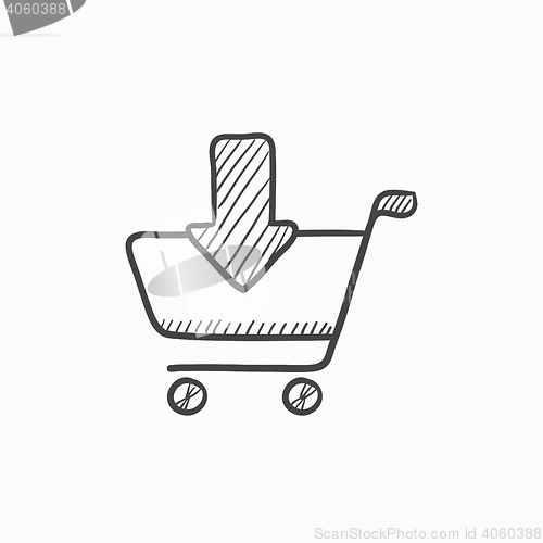 Image of Online shopping cart sketch icon.