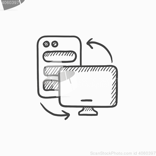 Image of Personal computer set sketch icon.