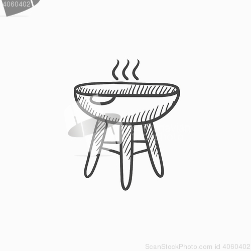 Image of Kettle barbecue grill sketch icon.