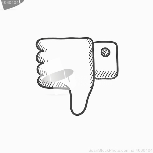 Image of Thumb down hand sign sketch icon.