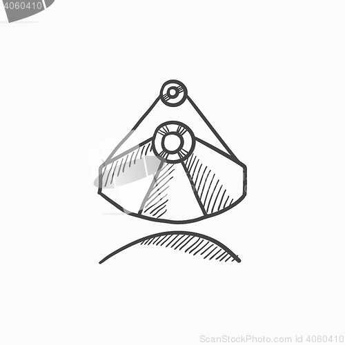 Image of Mining industrial scoop sketch icon.