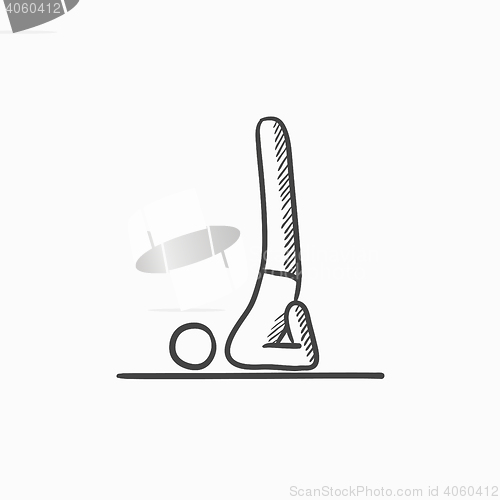 Image of Man practicing yoga sketch icon.