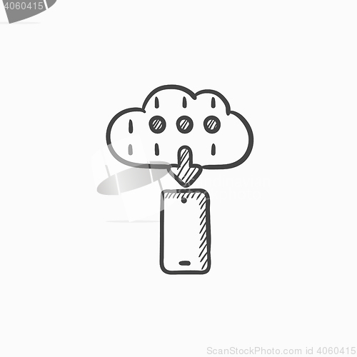 Image of Cloud computing sketch icon.