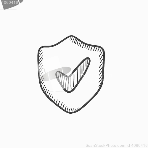 Image of Shield with check mark sketch icon.