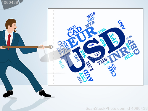 Image of Usd Currency Means United States Dollar And Currencies