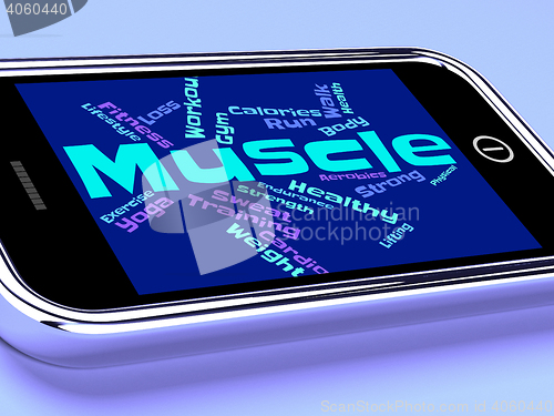 Image of Muscle Words Represents Weight Lifting And Bodybuilding