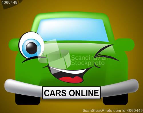 Image of Cars Online Means Vehicles Web And Transport