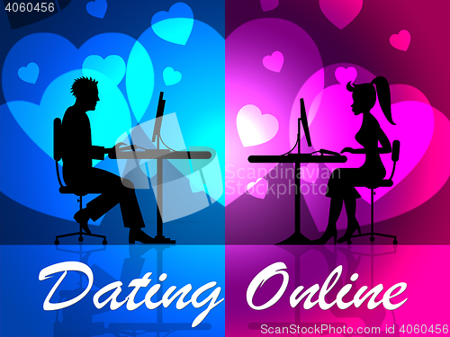 Image of Dating Online Indicates Sweethearts Romance And Partner