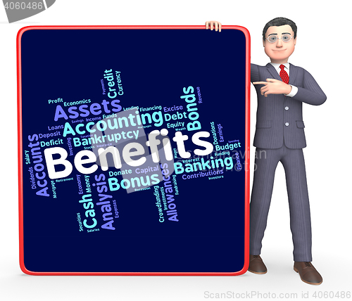 Image of Benefits Word Shows Pay Text And Perk