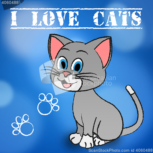 Image of Love Cats Shows Pet Loved And Heart