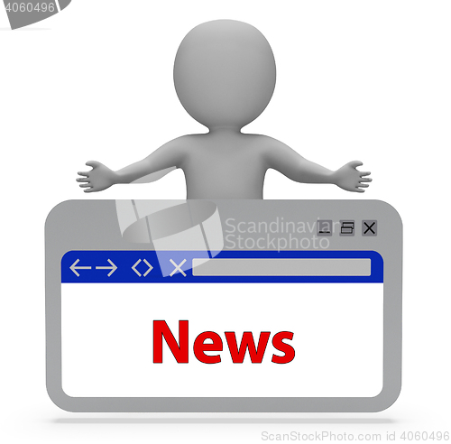Image of News Webpage Represents Social Media And Info 3d Rendering