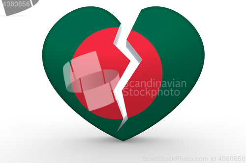 Image of Broken white heart shape with Bangladesh flag