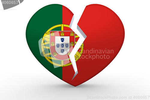 Image of Broken white heart shape with Portugal flag