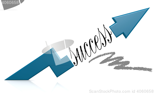 Image of Blue arrow with success word