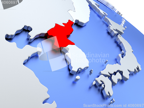 Image of North Korea on world map