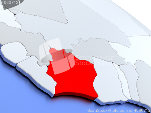 Image of Ivory Coast on world map
