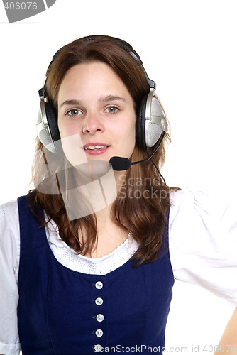 Image of young woman with head set