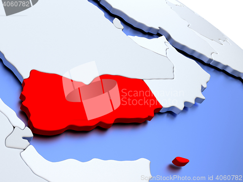 Image of Yemen on world map