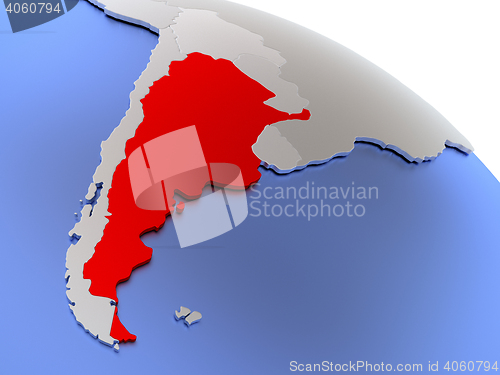 Image of Argentina on world map