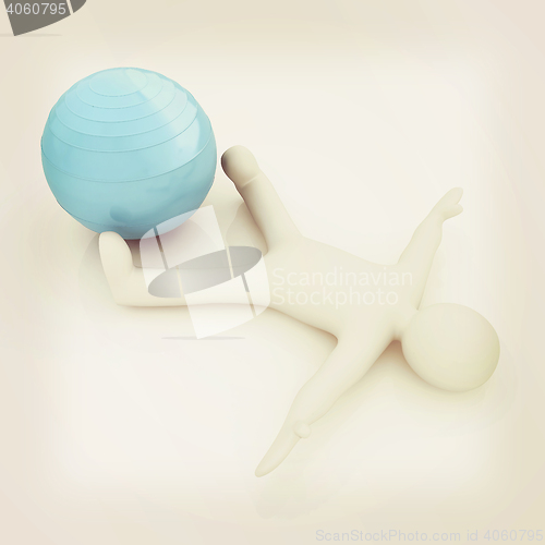 Image of 3d man exercising position on fitness ball. My biggest pilates s