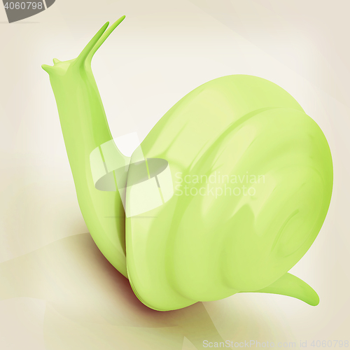 Image of 3d fantasy animal, snail on white background . 3D illustration. 