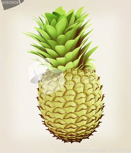 Image of pineapple. 3D illustration. Vintage style.