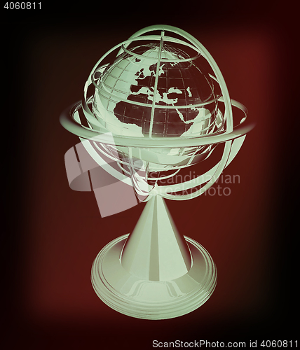 Image of Terrestrial globe model . 3D illustration. Vintage style.