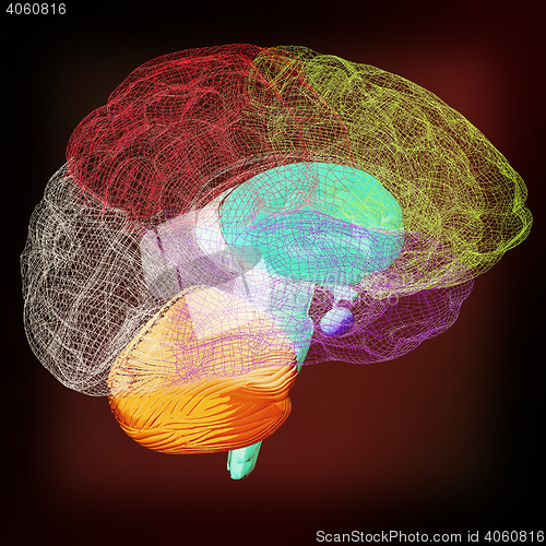 Image of Creative concept of the human brain. 3D illustration. Vintage st