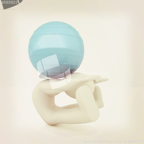 Image of 3d man exercising position on fitness ball. My biggest pilates s