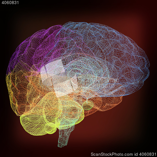 Image of Creative concept of the human brain. 3D illustration. Vintage st