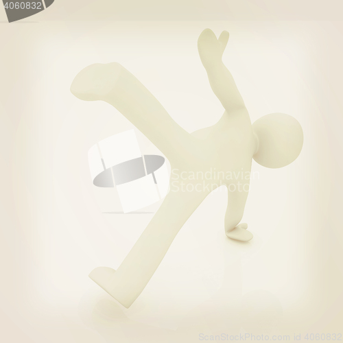 Image of 3d man isolated on white. Series: morning exercises - making pus