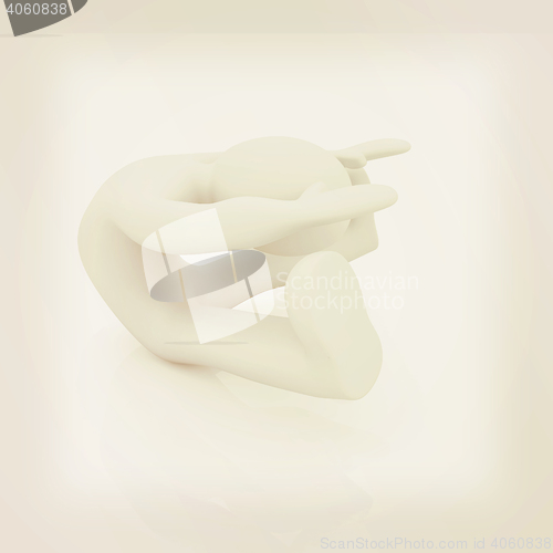 Image of 3d man isolated on white. Series: morning exercises - flexibilit