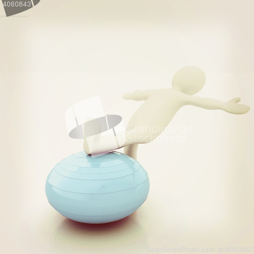Image of 3d man exercising position on fitness ball. My biggest pilates s