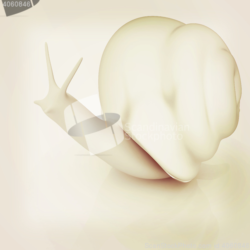 Image of 3d fantasy animal, snail on white background . 3D illustration. 