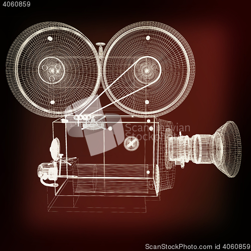 Image of Old camera. 3d render. 3D illustration. Vintage style.