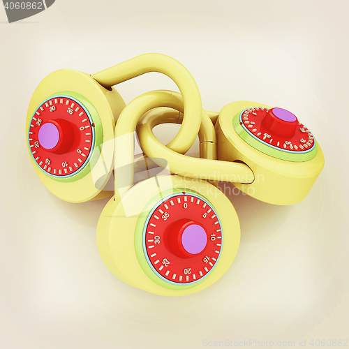 Image of pad lock. 3D illustration. Vintage style.