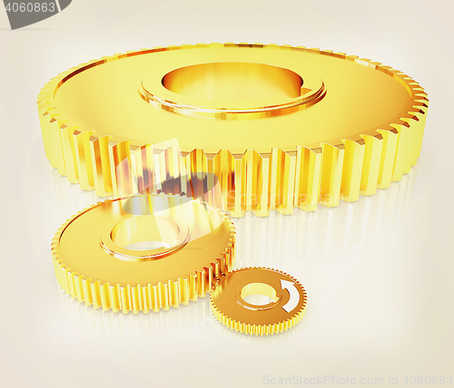 Image of Gear wheels. 3D illustration. Vintage style.