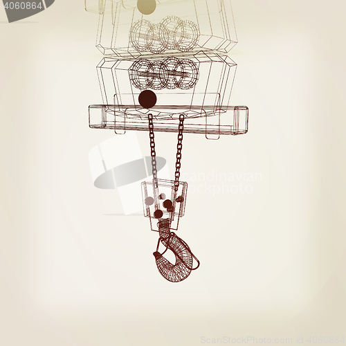 Image of Crane hook. 3D illustration. Vintage style.