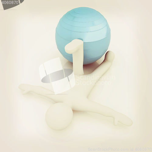 Image of 3d man exercising position on fitness ball. My biggest pilates s