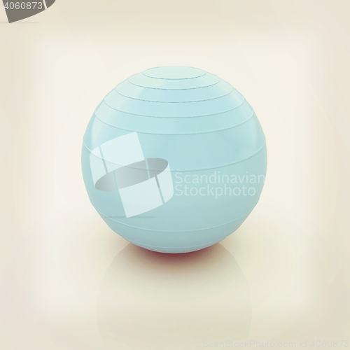 Image of 3d man exercising position on fitness ball. My biggest pilates s