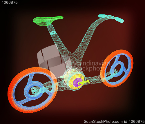 Image of 3d modern bike concept. 3D illustration. Vintage style.