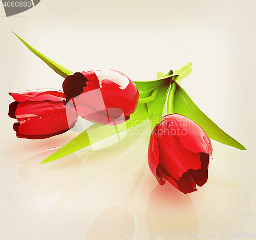 Image of Tulip flower. 3D illustration. Vintage style.
