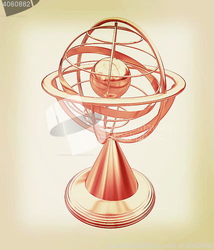 Image of Terrestrial globe model . 3D illustration. Vintage style.