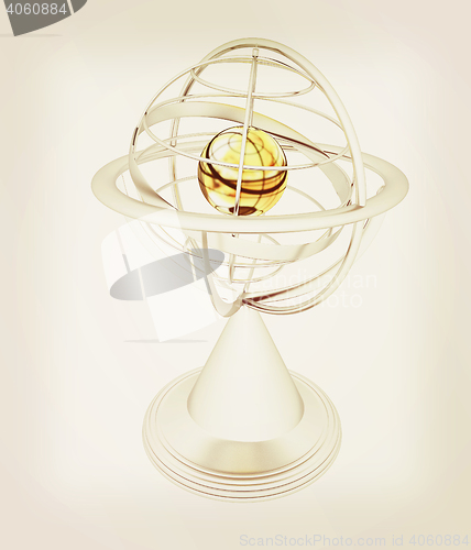 Image of Terrestrial globe model . 3D illustration. Vintage style.