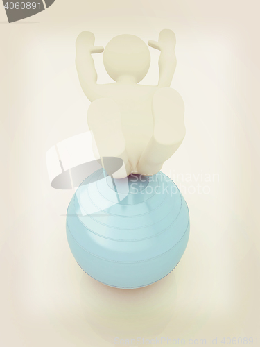 Image of 3d man exercising position on fitness ball. My biggest pilates s