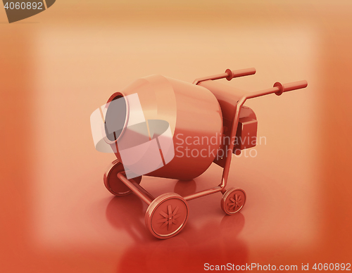 Image of Concrete mixer. 3D illustration. Vintage style.