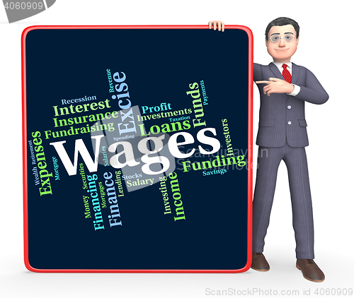 Image of Wages Word Indicates Income Earn And Wordcloud