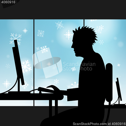 Image of Computer Man Indicates Snow Flakes And Adult