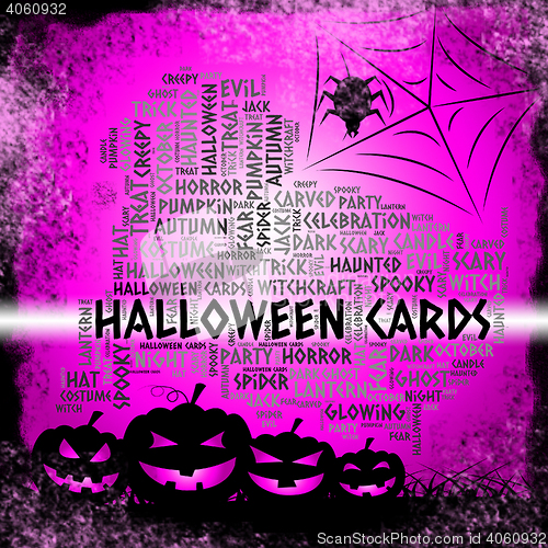 Image of Halloween Cards Shows Trick Or Treat And Haunted