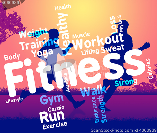 Image of Fitness Words Represents Physical Activity And Aerobic